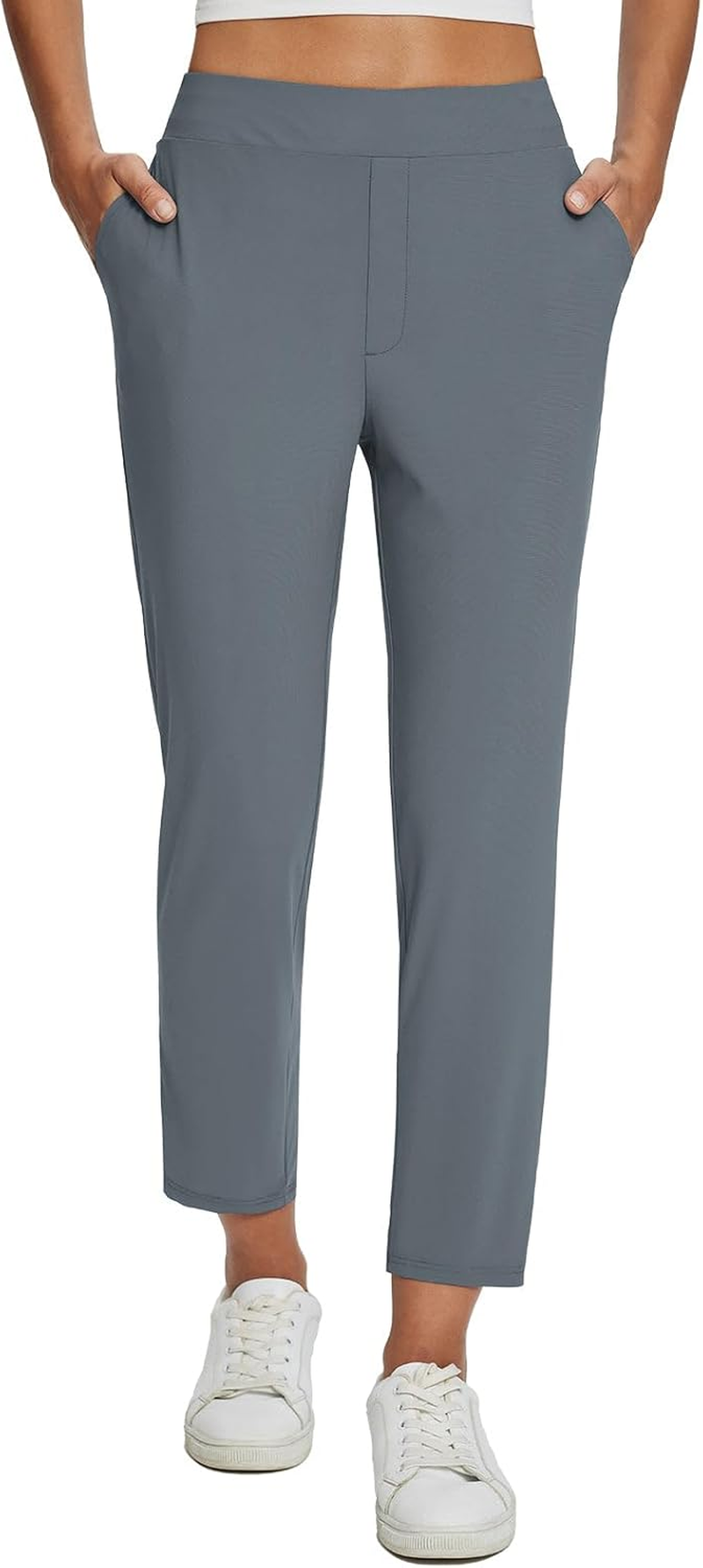 Baleaf Womens Travel Pants Lightweight Ankle Dress Pants with Zipper Pockets Golf Pants Stretch Petite Work Summer UPF50