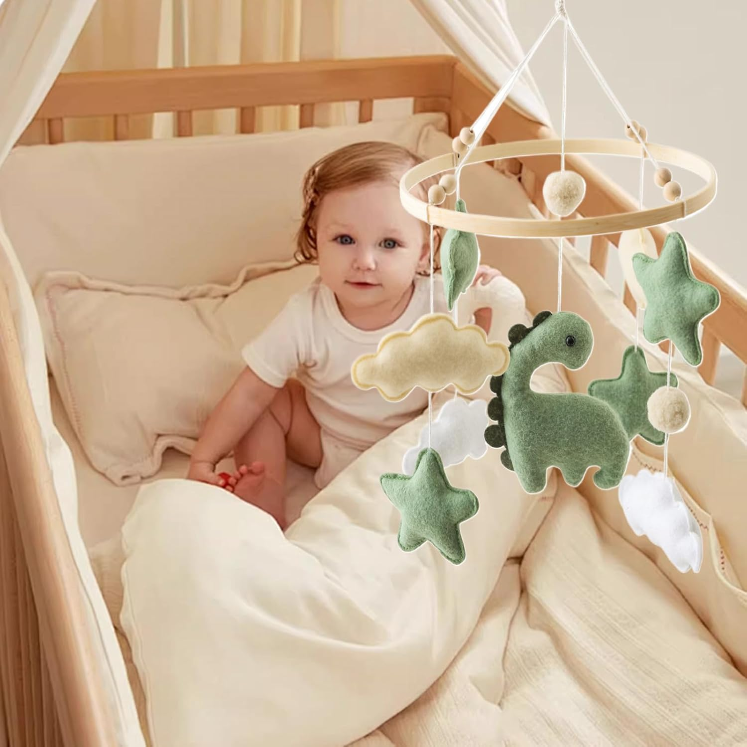 Bed Bell - Baby Crib, Rotatable Crib with Projection | Timing Function and Baby Rattles, Breathable Bedside Soother for Children Boys Girls Birthday Christmas (40X23Cm) image number 3