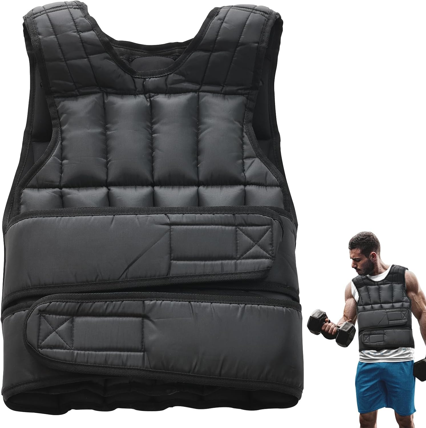 Professional Weighted Vest with 38 Weight Packs - Adjustable Weight Jacket for Men & Women,10Kg/15Kg/20Kg Exercise Vest Ideal for Strength Training, Marathon Running, Jogging, Home Fitness & Cardio
