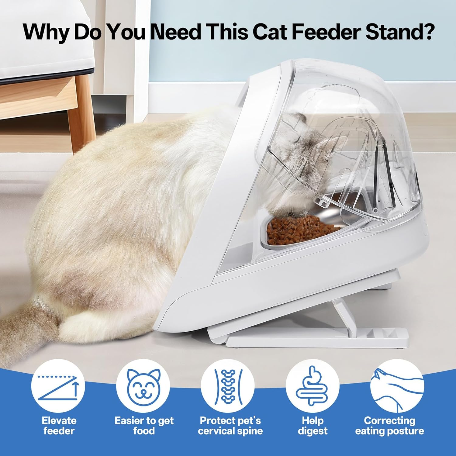 Feriva Adjustable Stand for Micro Chip Automatic Pet Feeder and Connect, Elevated Cat Feeder Stand, 0, 15, 20 Degree Adjustment, Raise the Cat Feeder, Easier for Pets to Reach Food image number 4