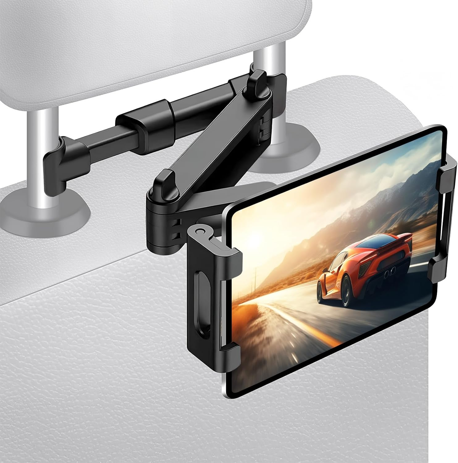 Car Headrest Tablet Holder, Car Backseat Tablet Mount, Adjustable Tablet Car Mount for Back Seat, 3 in 1 Extension Arm, Road Trip Essentials for 4.7-12.9" Tablet, Switch, Phone, Ipad image number 1