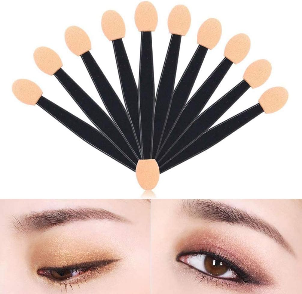 Manqianxun 50 Pack Eyeshadow Applicators, Disposable Eyeshadow Sponge Brush, Double-Sided Eye Makeup Sponge Applicators image number 1