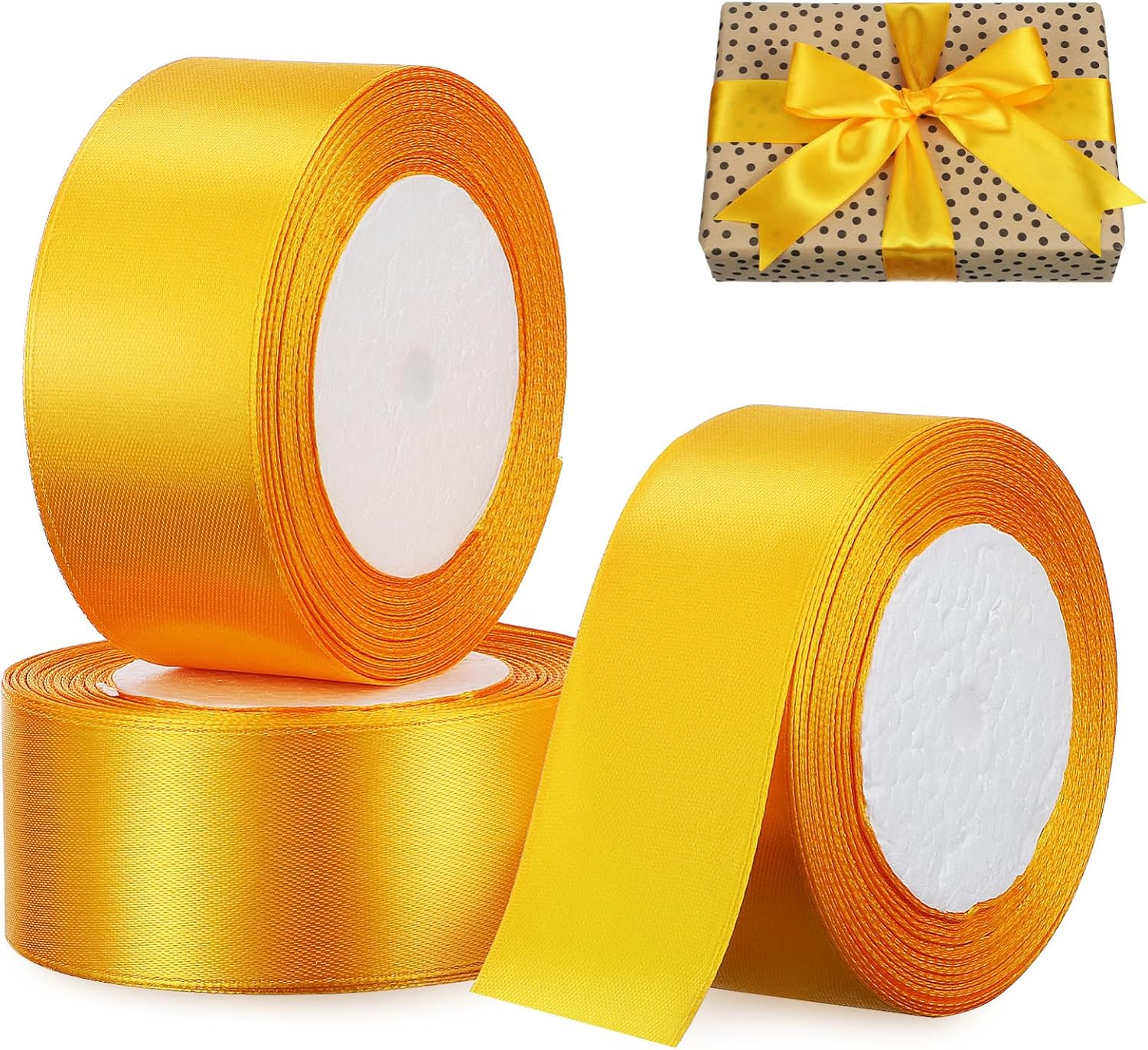 Tofficu 3Rolls Decorative Satin Ribbons for Wrapping Craft Projects and Event Decor Elegant for Weddings and Birthdays - Blue image number 2