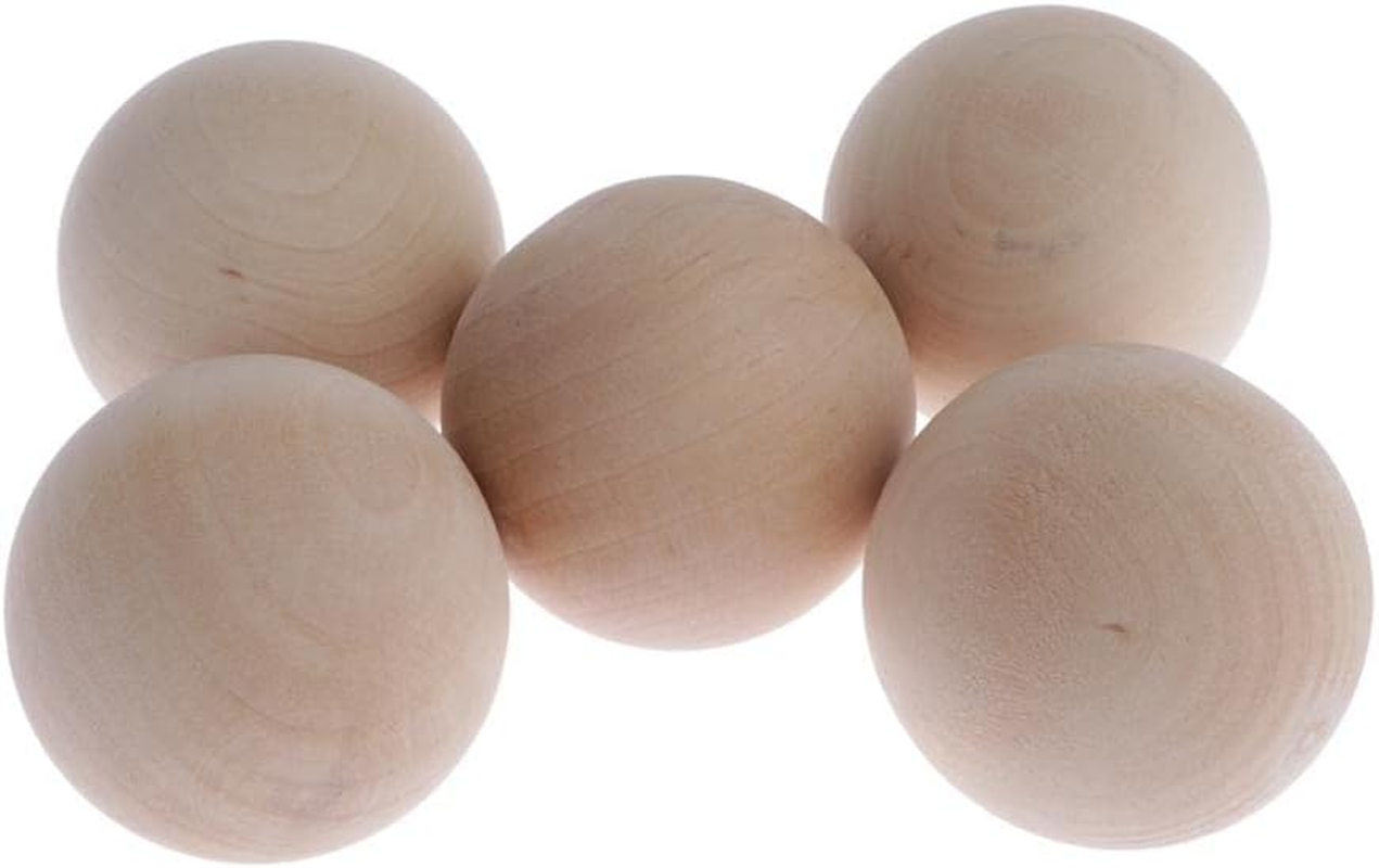 5 Pieces Natural Wood Beads - Beechwood and Hardwood Balls, Solid 60Mm image number 6