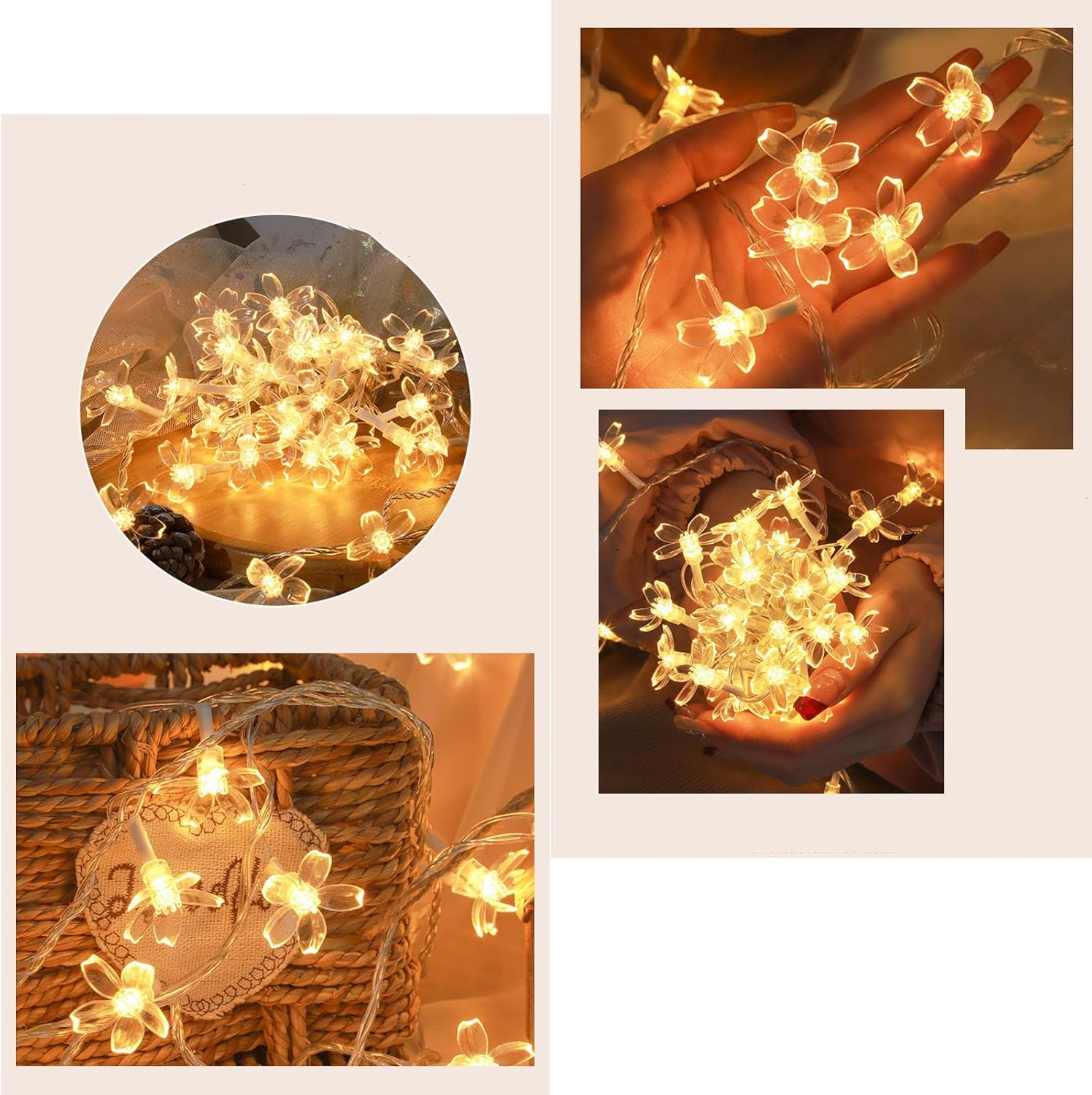 Shgarden Flower String Lights Battery Operated(Not Included) 33FT 80 LED Cherry Blossom Fairy String Lights Floral Lamp for Home Bedroom Party Wedding Christmas Decoration SH0076 (Colorful) image number 6