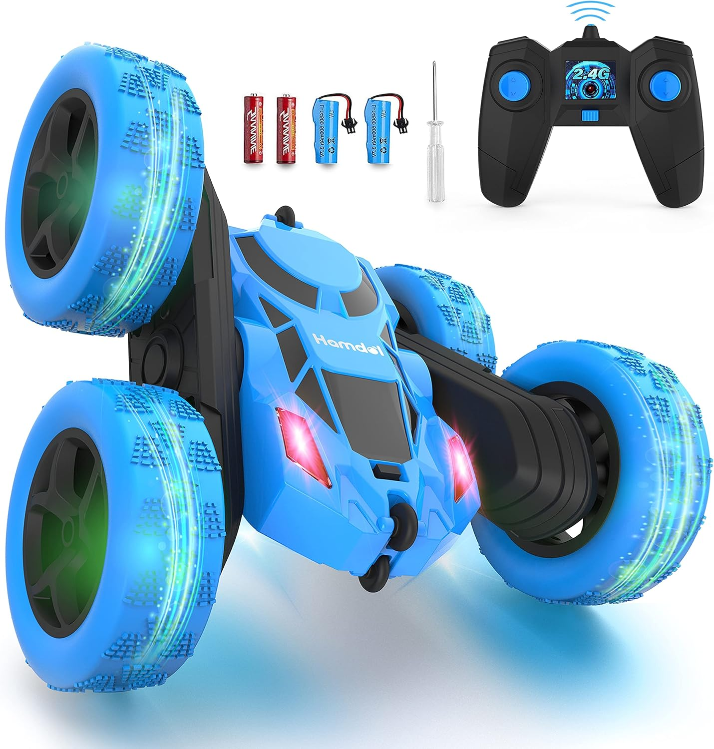 Remote Control Car Double Sided 360&deg;Rotating 4WD RC Cars with Headlights 2.4Ghz Electric Race Stunt Toy Car Rechargeable Toy Cars for Boys Girls Birthday