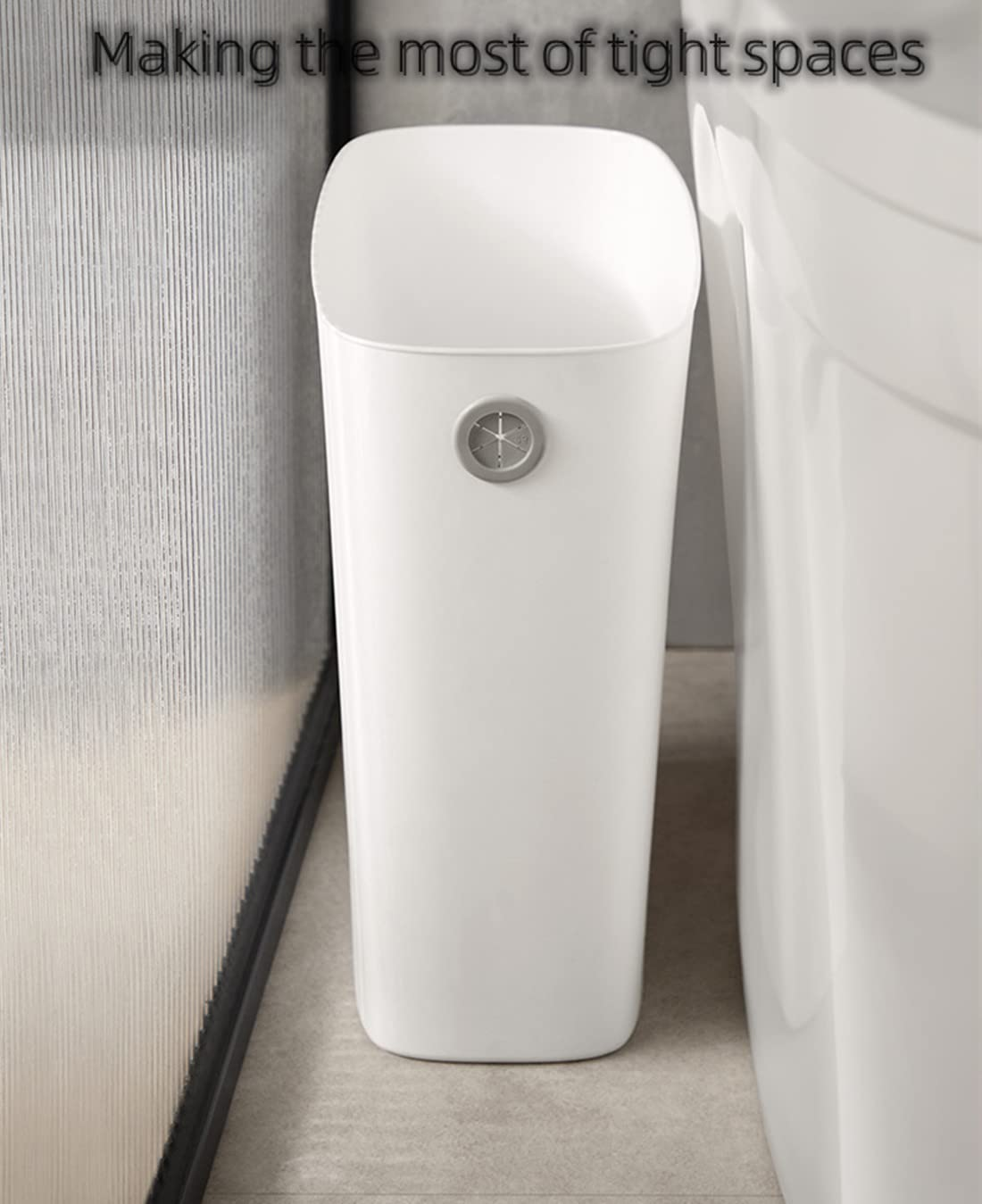 QUHUOYAO Waste Garbage Can, Bathroom Waste Garbage Can without Lid, Household Waste Garbage Can, Suitable for Bedroom, Living Room, Kitchen, 10 Liters Capacity, Warm Green/White (White) image number 2