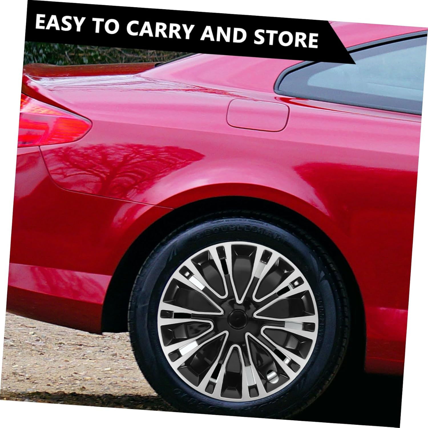 SOPOTUTU Automotive Wheel Hub Covers 18.3-Inch Silver Black Decorative Hubcaps Replacement for Steel Rims Universal Car Wheel Caps Accessories