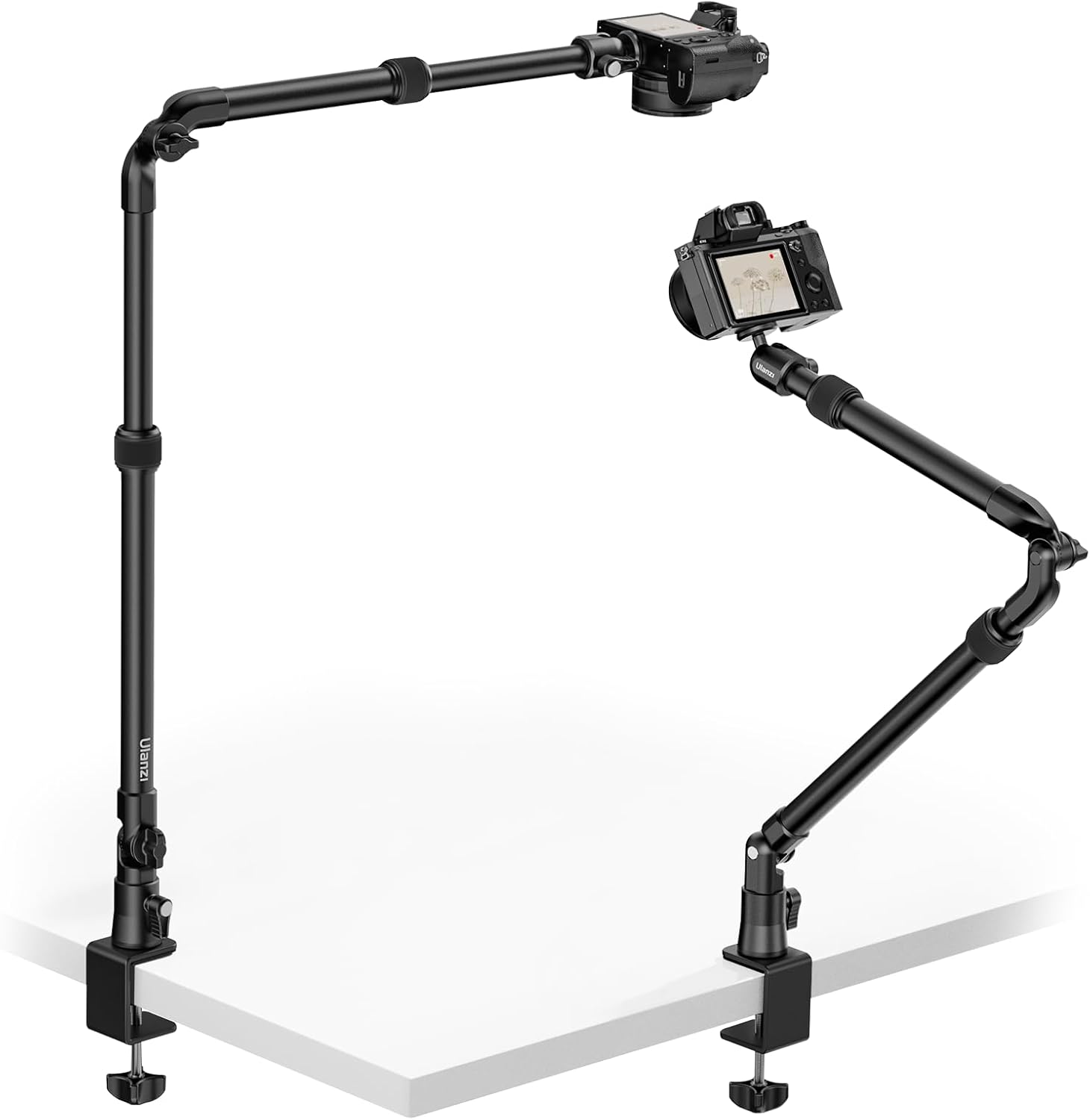ULANZI ZJ02 Camera Desk Mount Overhead Magic Arm, 98Cm Aluminum Adjustable Webcam Stand with 1/4" Ball Head for Cameras DSLR Lights Mount for Live Streaming/Photo Video Shooting image number 5