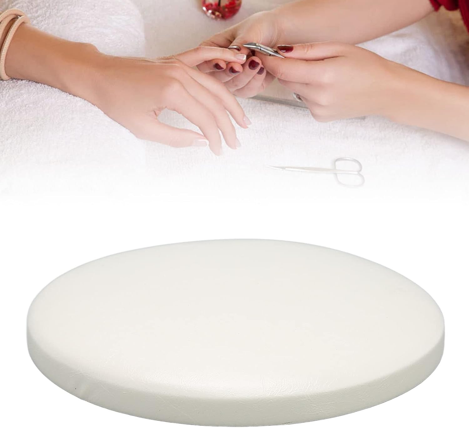 White Nail Arm Rest for Elbow, Professional PU Leather Elbow Pad Arm Rest, Washable Elbow Hand Rest for Nail Salons, Nail Schools, College Wholesale, Nail Artists, Family Use image number 6