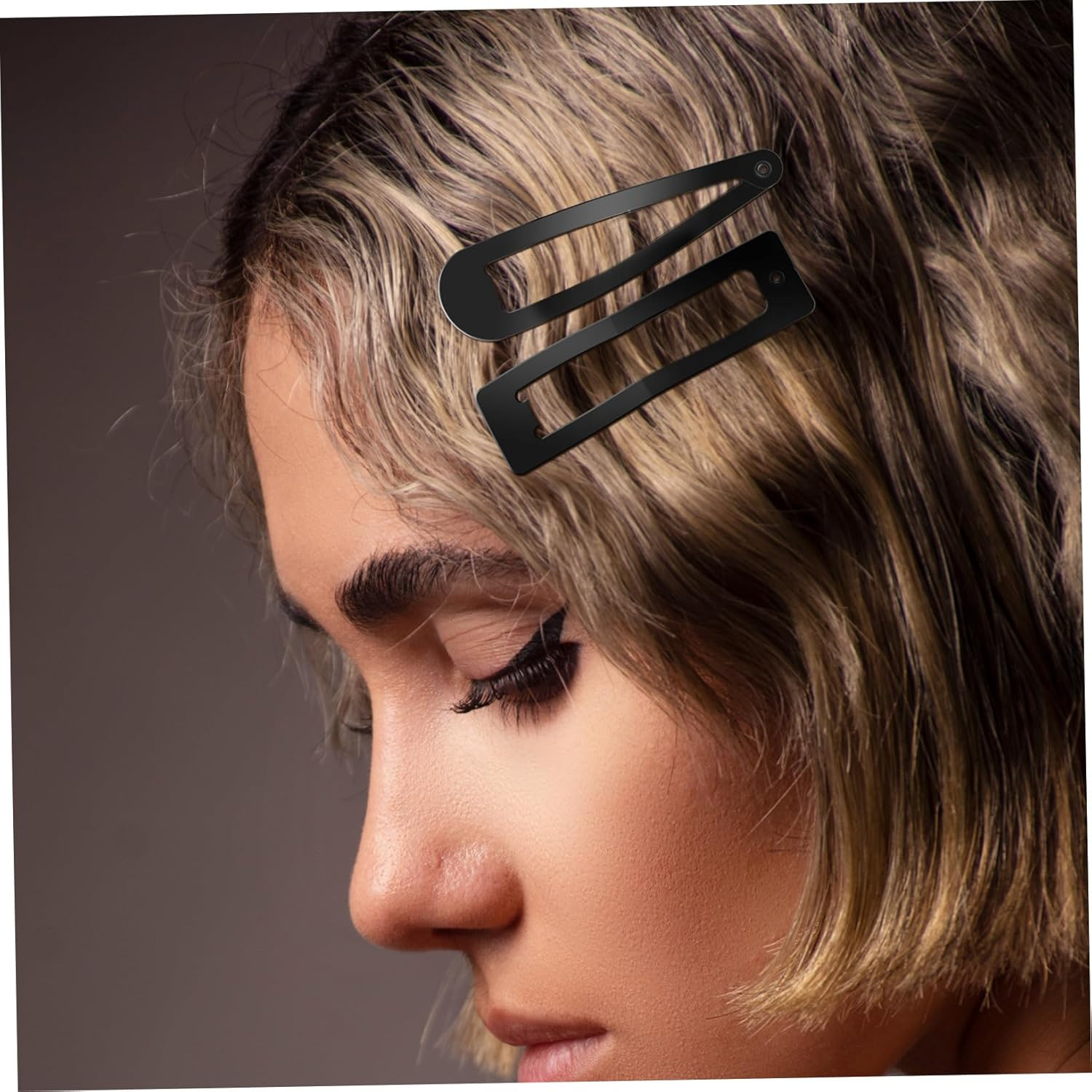 LOLIPPYY Black Snap Hair Clips Set 30Pcs Metal Hair Barrettes Large 8Cm Square Waterdrop Clips for Women image number 5