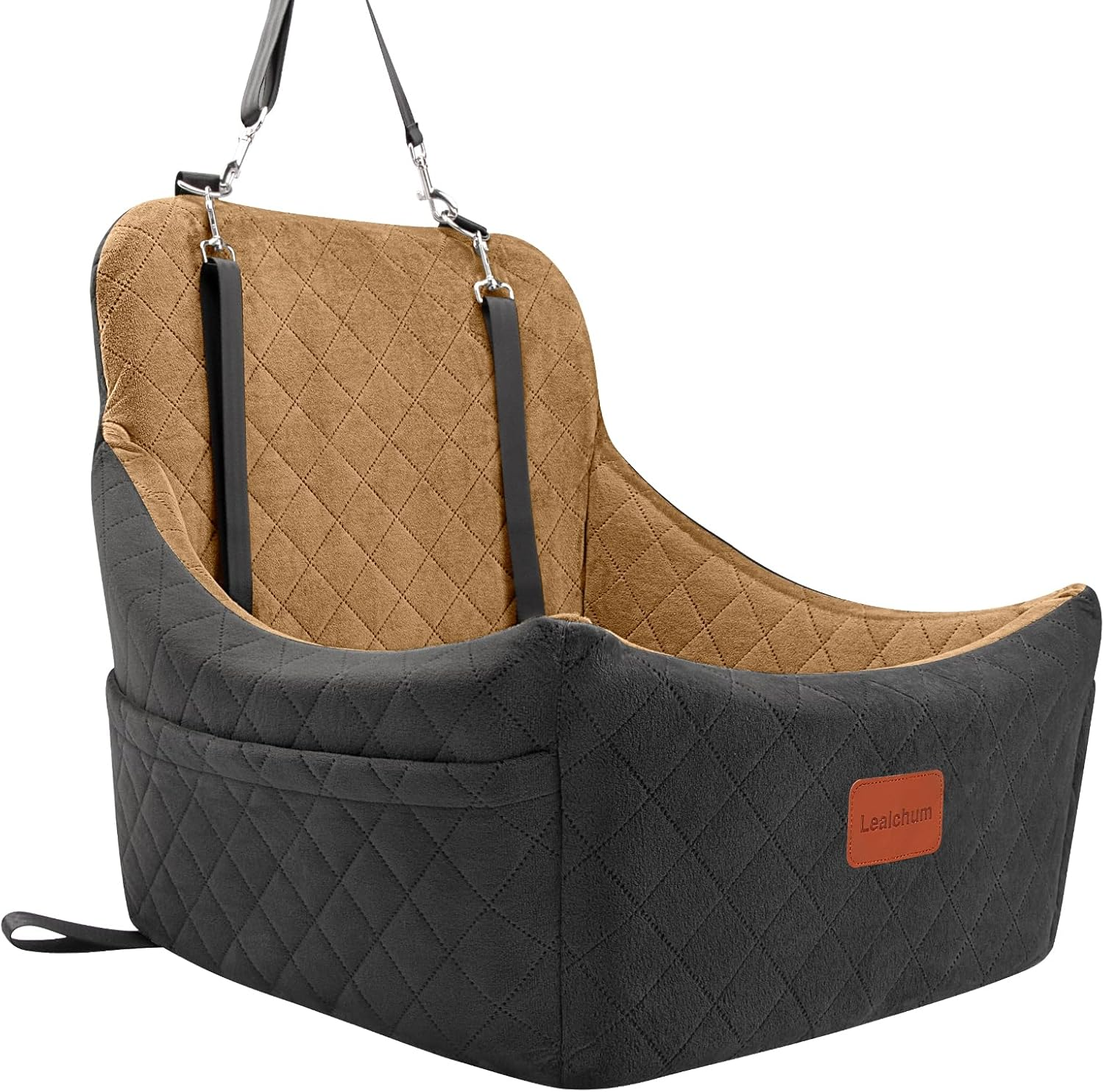 Dog Car Seat for Dogs up to 35Lbs,Car Dog Bed Easy to Install,Medium Dog Car Seat with Adjustable Straps and anti Slip Bottom,Fully Detachable and Washable(Black/Grey,Medium)