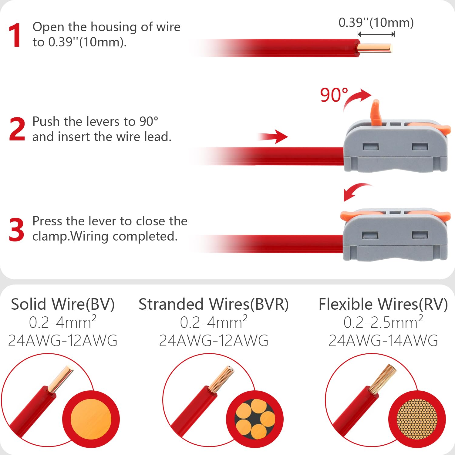 XALXMAW 36 Pcs Lever Wire Connector, 1 Conductor Compact Wire Connectors Splicing Terminal Block for Circuit Inline 24-12 AWG image number 3