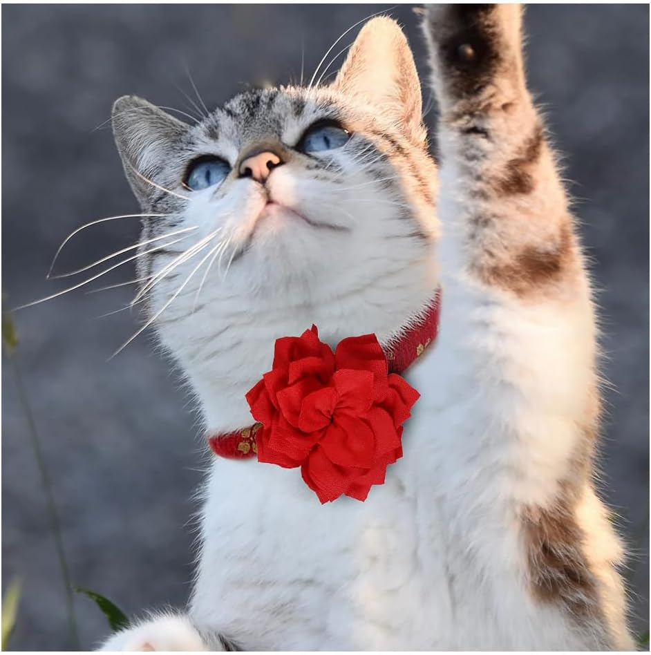 20 Colors Dog Collar Bows Flowers Multi Color Accessory Pet Bow Ties Flower Collars Multicolored for Dogs Grooming Cat Puppy Collar Grooming Accessories, Chiffon Fabric image number 6