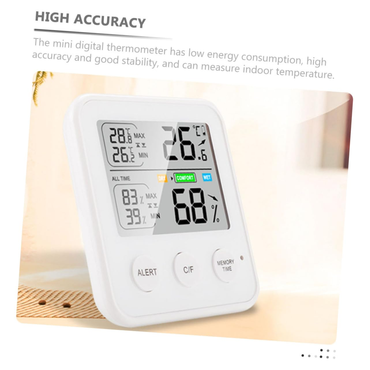 Mipcase Digital Temperature Humidity Monitor Indoor Hygrometer for Home and Baby Room High Precision Temperature Gauge Portable Electronic Humidity Measuring Gauge image number 1