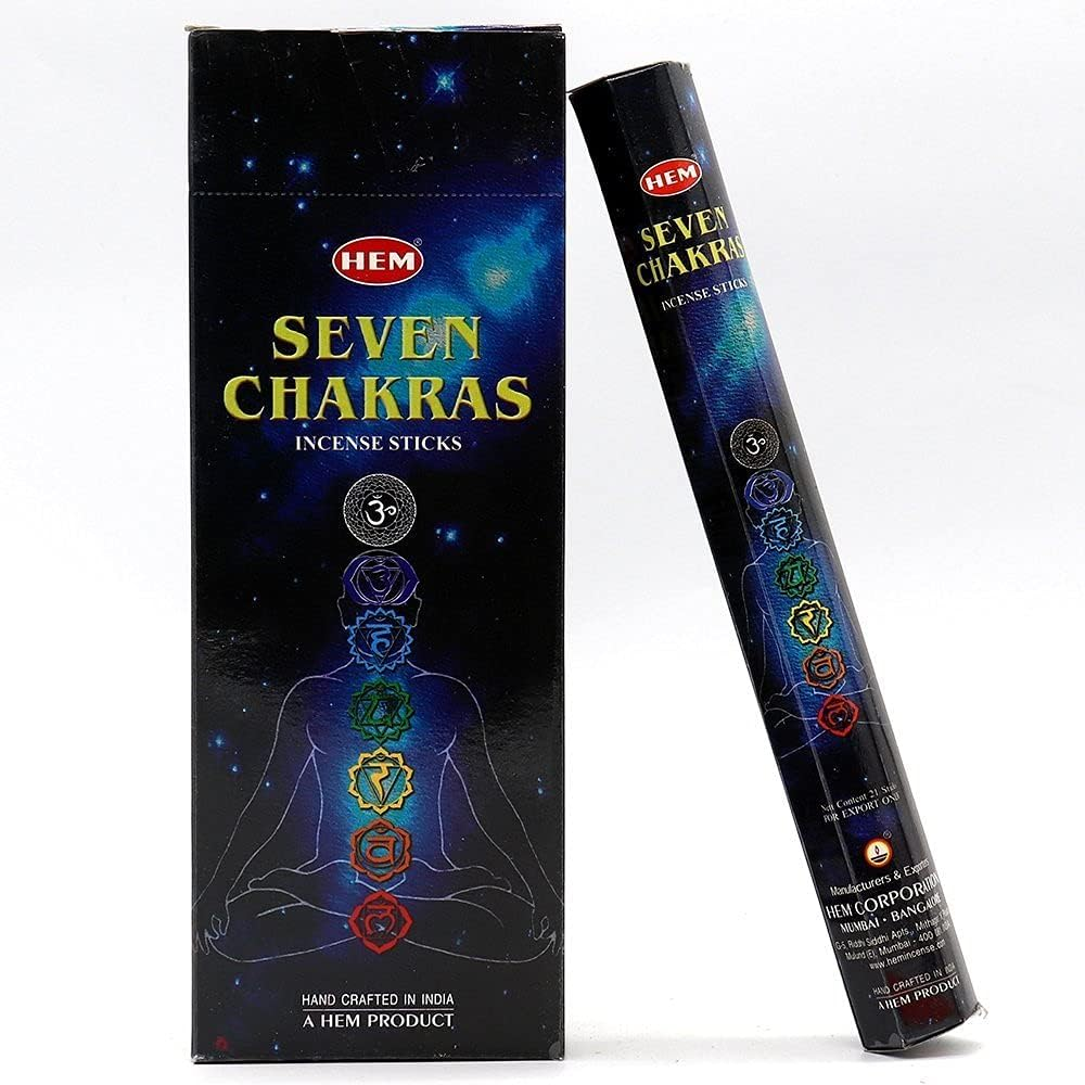 20/120 HEM Incense Sticks Nag Champa Hex Meditation Aroma Floral Home Fragrance, Seven Chakras, 120 Sticks