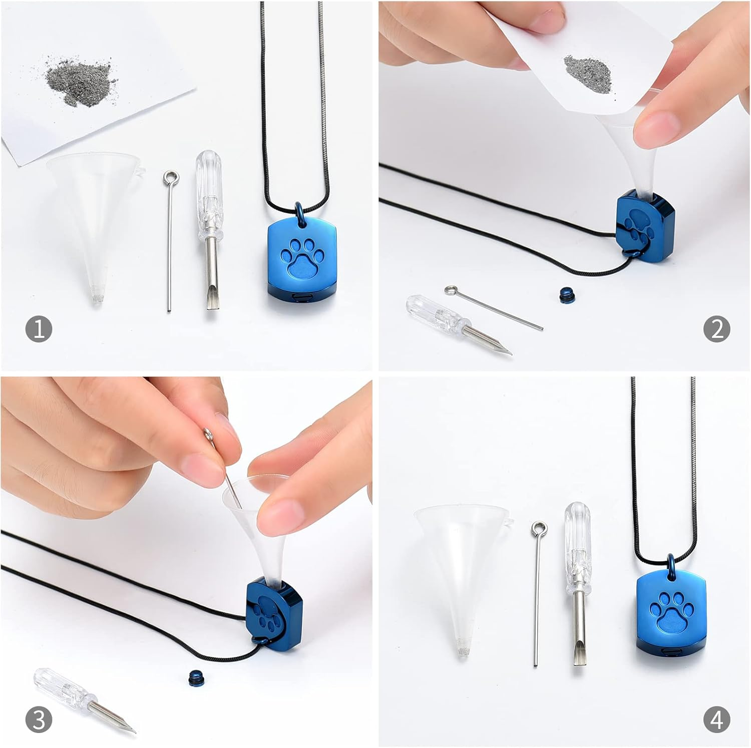 Minicremation 3PCS Pet Cremation Jewelry Paw Print Urn Necklace for Ashes for Dog'S Cat'S Keepsake Urn Pendant with Filling Kit image number 1