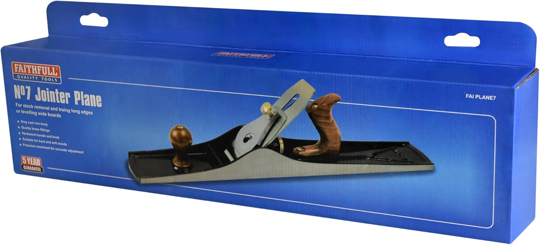 Faithfull FAIPLANE7 No.7 Jointer Plane, Walnut, Black and Silver, 555Mm image number 6