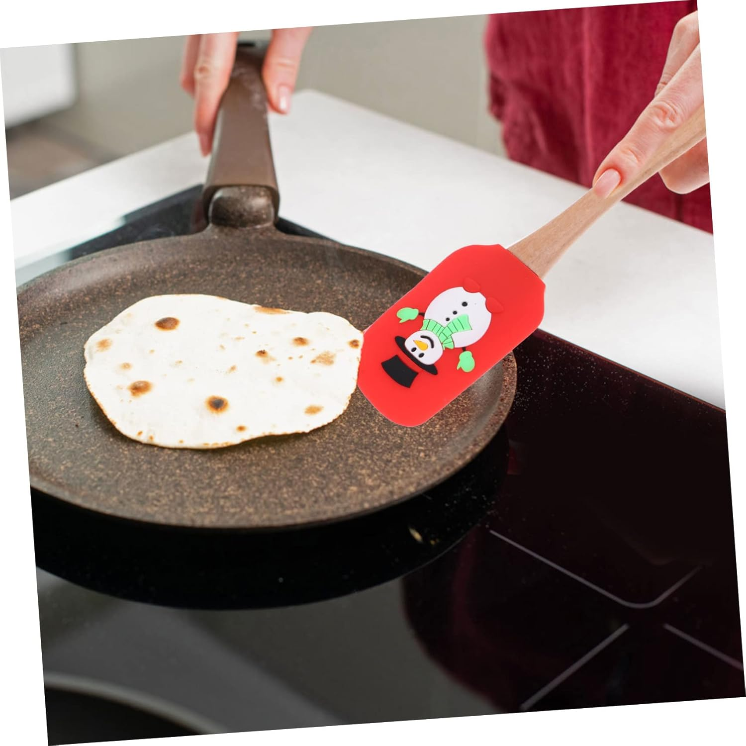 10Pcs Professional Baking Scrapers Silicone Baking Spatulas for Christmas Cake Reusable Scrapers Household Wear-Resistant Cake Convenient image number 1