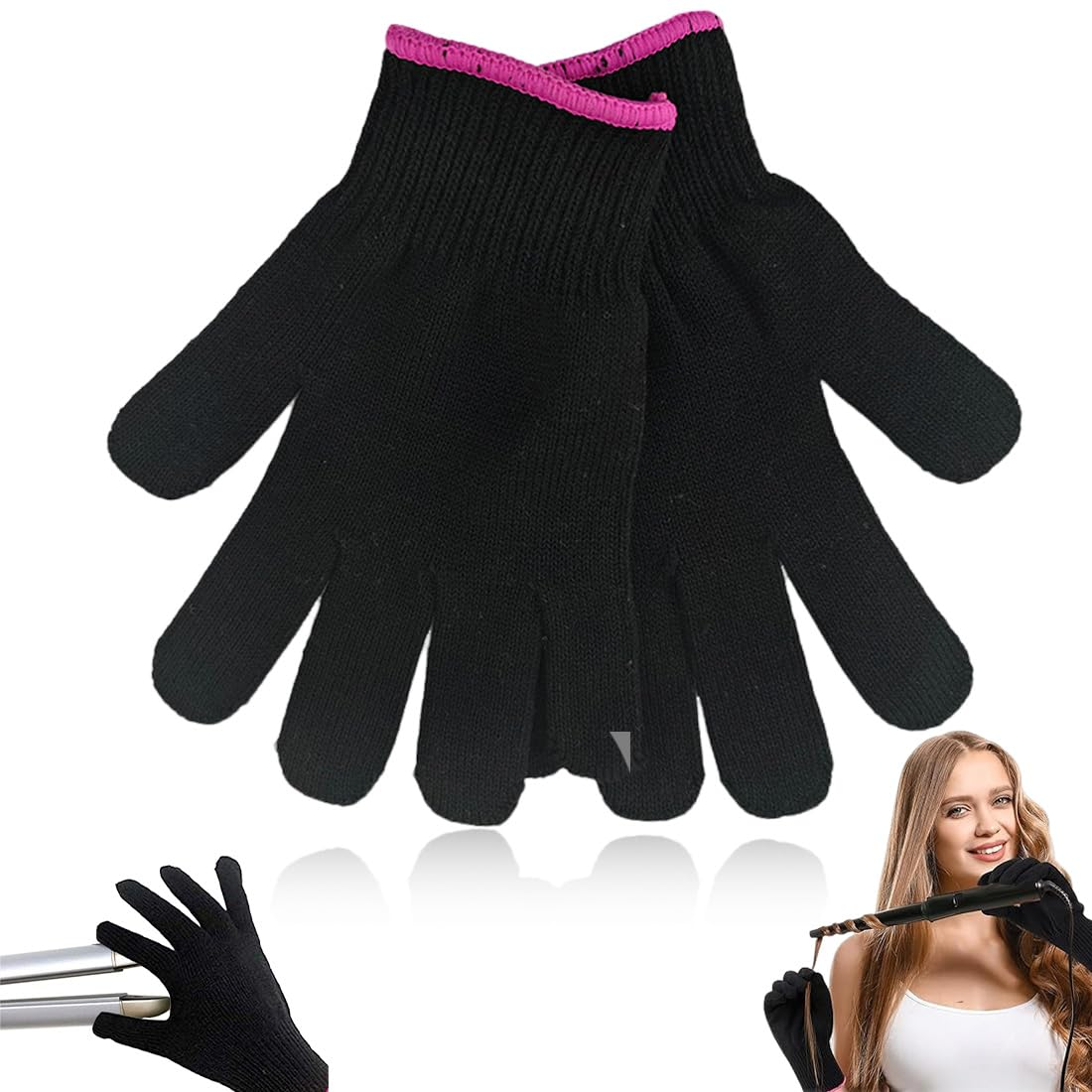 UEAVOID 1 X Heat Resistant Gloves Heat Protection Glove Curling Iron Soft Heat Protection Gloves for Heat Straighteners Hair Tools (Black) image number 3