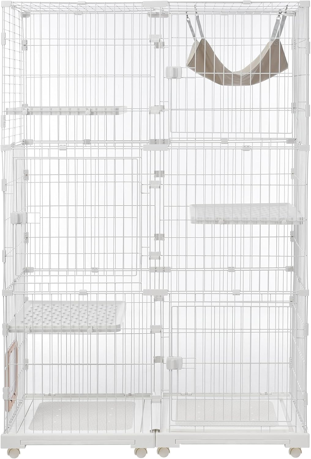 OSJ Cat Cage, 3 Tiers, Wide Design, Freely Combined, Includes Cat Door, Hammock Included, Tray, Large, Cat Cage, for Multiple Families, Cat House, Pet Cage, Answering Machine, Protection, Escape image number 4