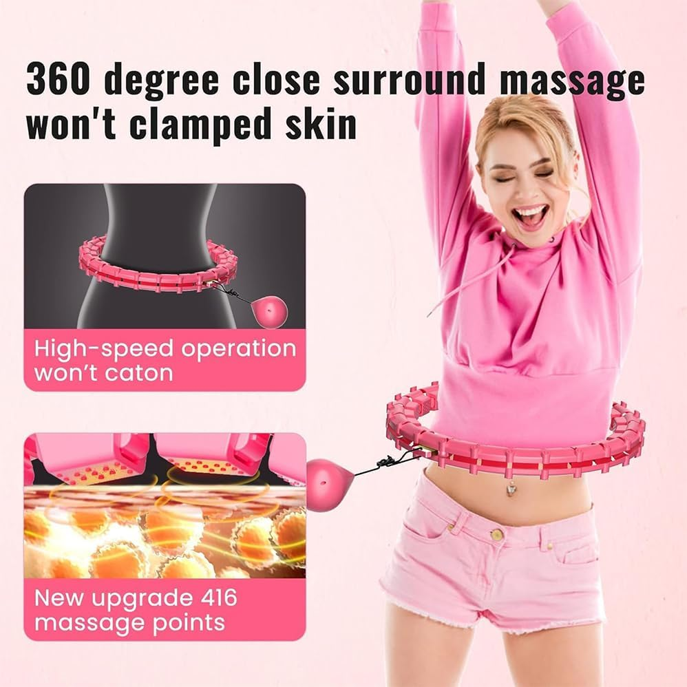 Weighted Infinity Hoop for Adult Weight Loss,24 Links Detachable & Size Adjustable,2 in 1 Waist and Abdominal Workout Hoop,Exercise Hoop Suitable for Women and Beginners,With Waist Trainer for Women image number 4