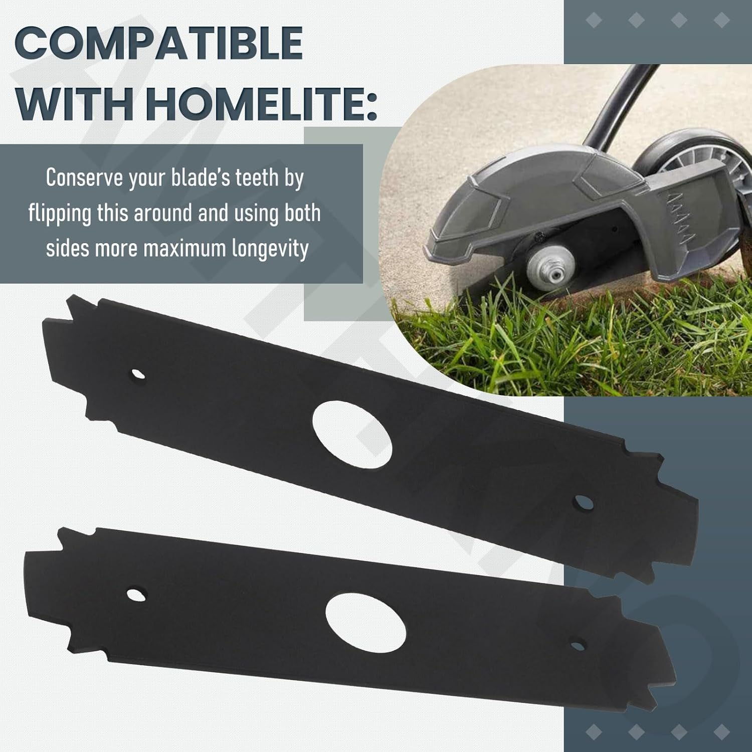 AC04215 Reversible Heavy Duty Hardened Steel Edger Blade - for Replacement Ryobi 8 Inch Edger Blade, Fits Edgers Models UT50500, UT15518, RY15518, RYEDG11, P2310 and P2300B. (2)