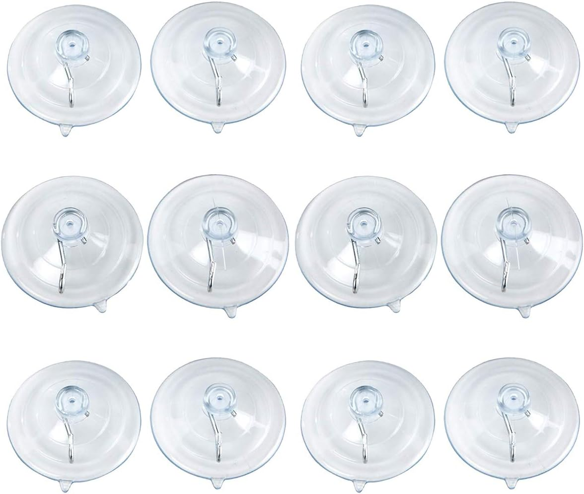 BEADNOVA Suction Cups for Glass 2.5 Inches Suction Hooks Window Suction Cups with Hooks for Home Kitchen Bathroom Wall (12 Packs)