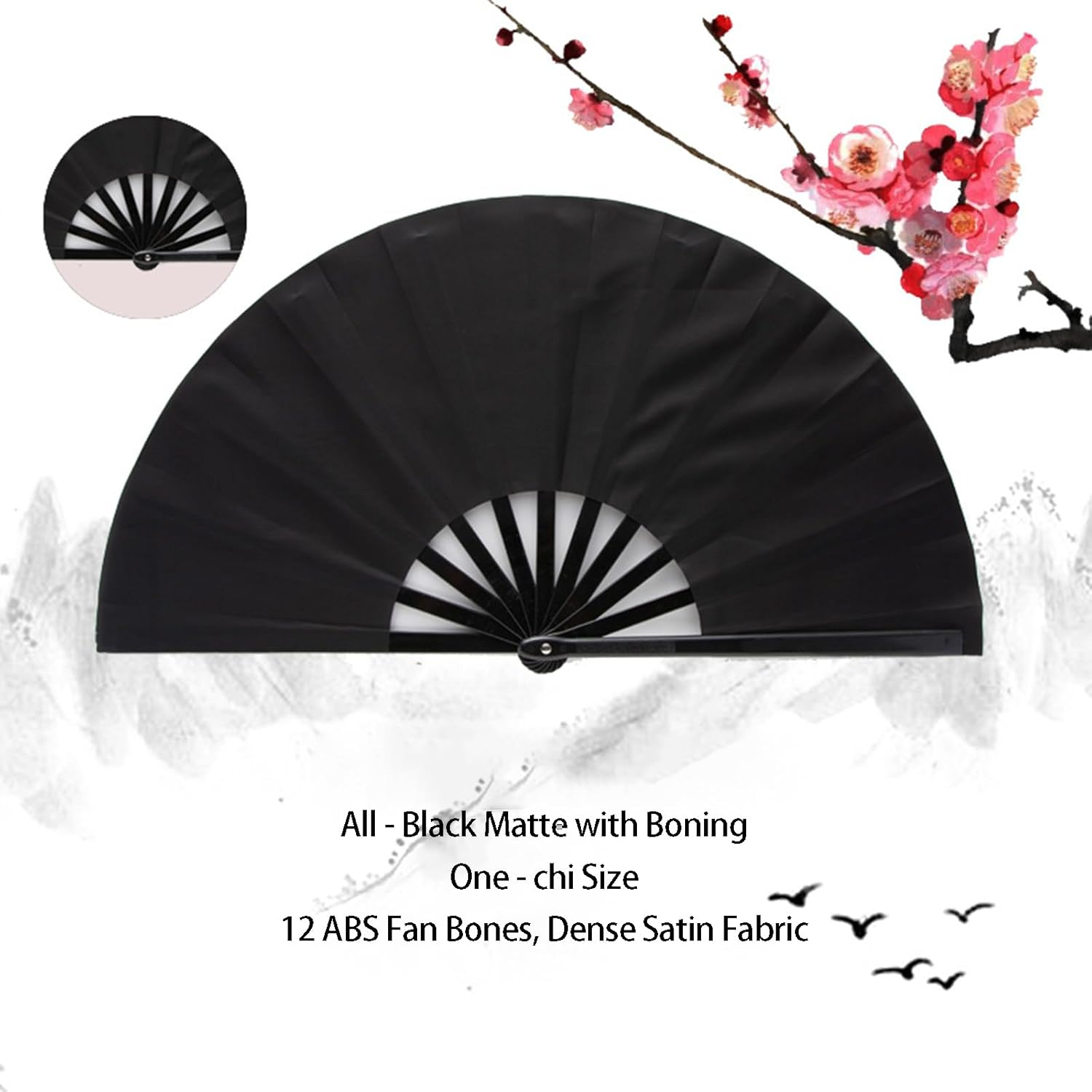 Jwqqwdza 2 Pcs Boots on the Ground Hand Fan for Women Men, 2025 Trendy Large Popping Fans for Line Dancing Party Wedding Photo Props, Decorative Folding Fan (Black, 2 Pcs) image number 3