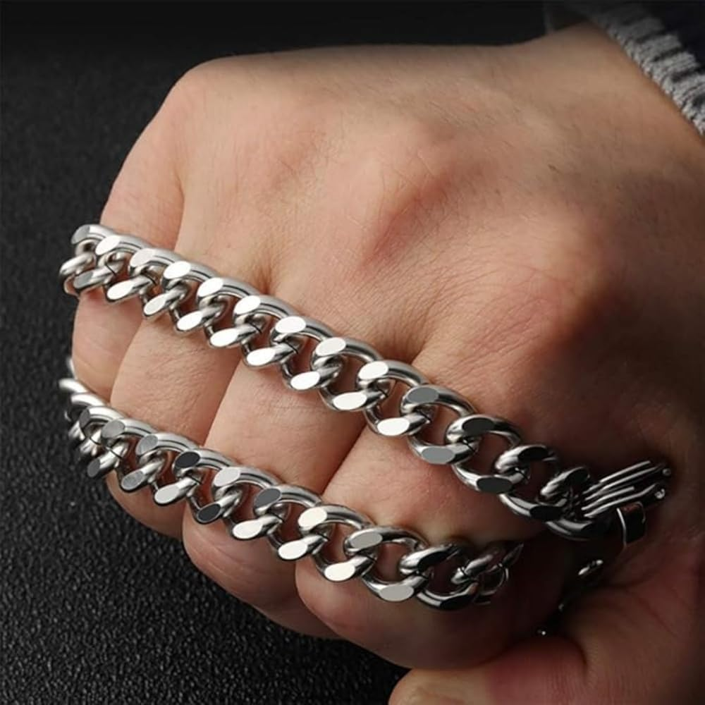 Stainless Steel Trouser Wallet Chain, 42Cm Long, 2-Piece Set, Silver