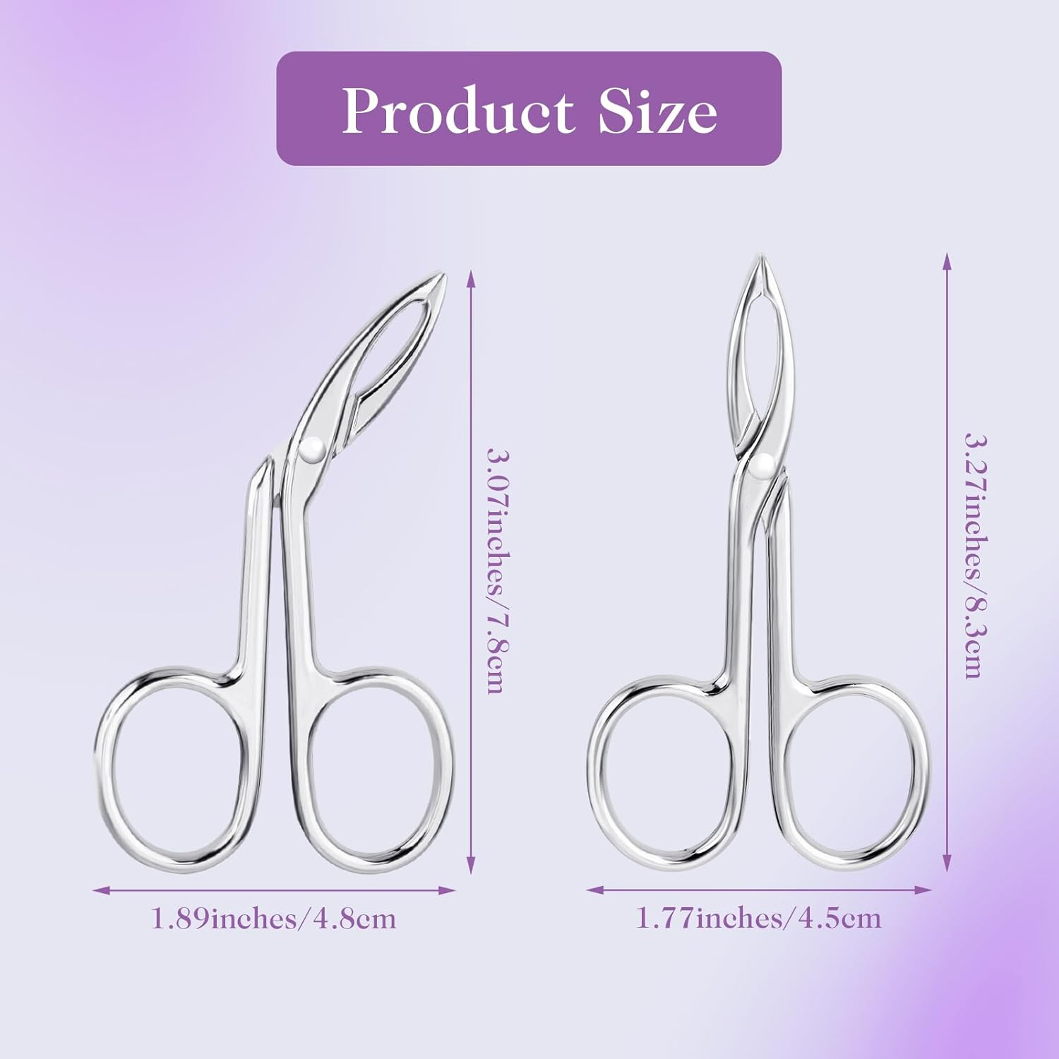 Gjinxi 2Pcs Eyebrow Tweezers Scissor Handle Set, Flat Straight Tip & Slanted Tip Stainless Steel for Hair Plucker Remover Facial Hair Eyebrows Care image number 4