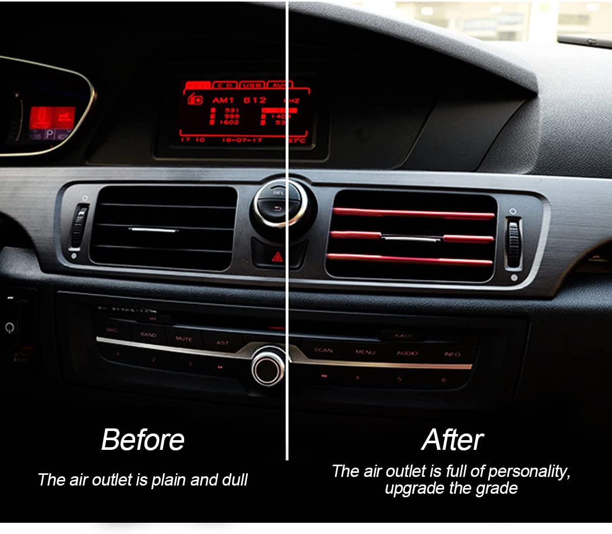 20 Pieces Car Air Conditioner Decoration Strip for Vent Outlet, Universal Waterproof Bendable Air Vent Outlet Trim Decoration, Suitable for Most Air Vent Outlet, Car Interior Accessories (Red) image number 6