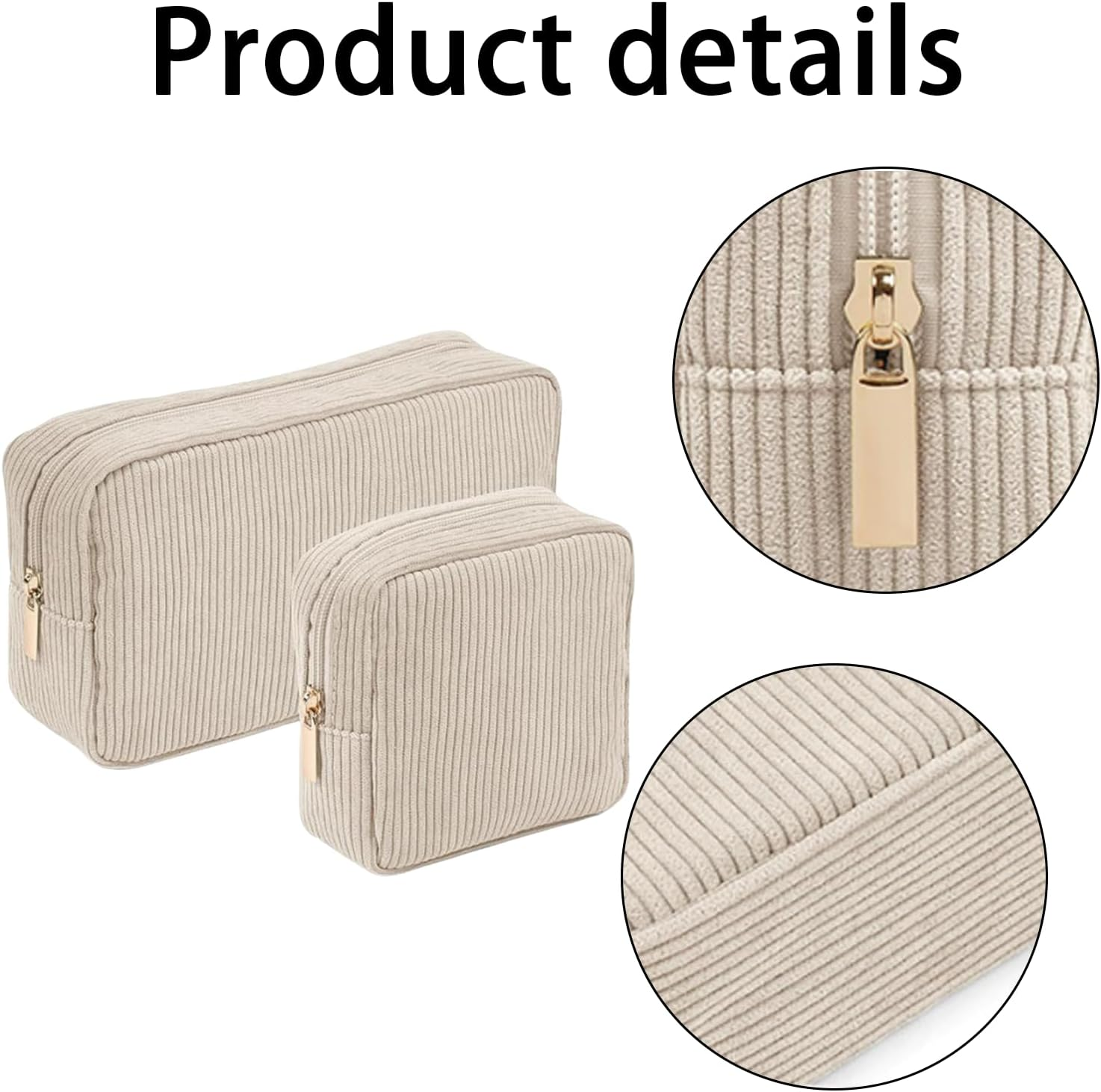 SSKHE 2 Pieces Cosmetic Bag Small Makeup Bag for Handbag, Cord Women with Compartments Travel Makeup Bag for Girls Women image number 1