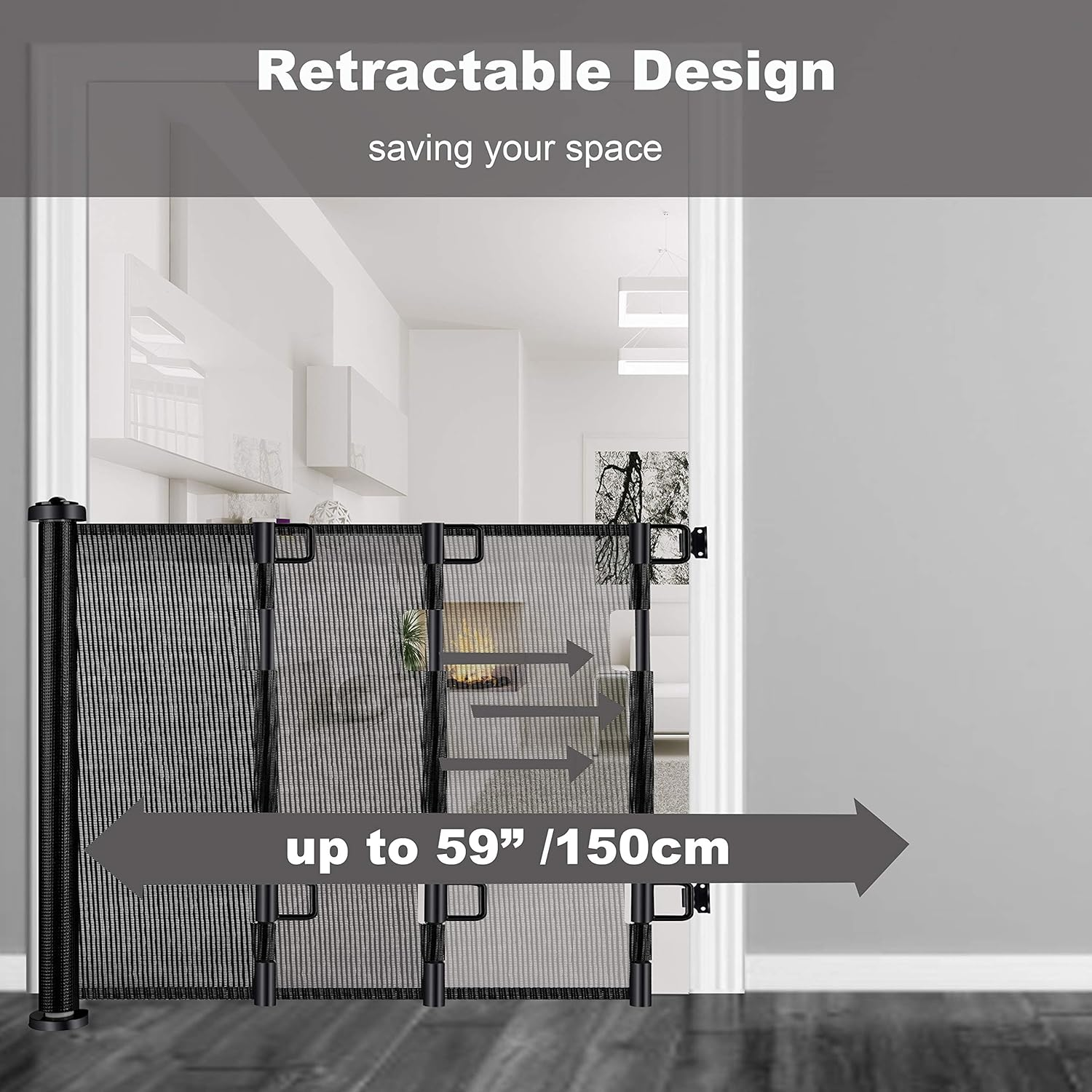 Retractable 1.5M Doorways Hallways Stairs Baby Gate Dog Pet Gate Indoor Outdoor Safety Gates image number 5