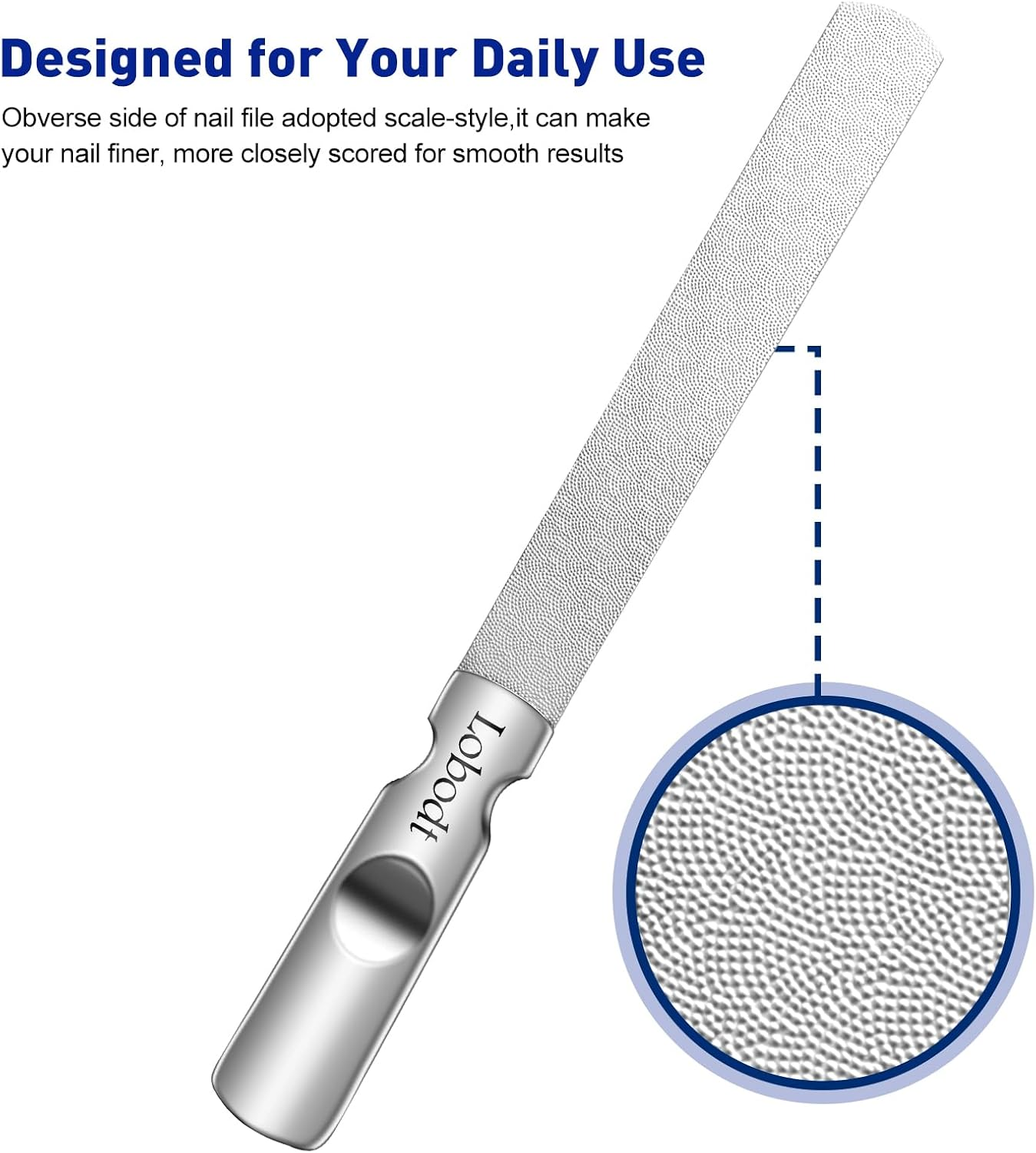 Lobodt Nail Trimmer, Stainless Steel Nail File with Non-Slip Handle and Leather Case, Easily Double-Sided for Men and Women and Files Nails, Great for Home Salon or Travel Use image number 5