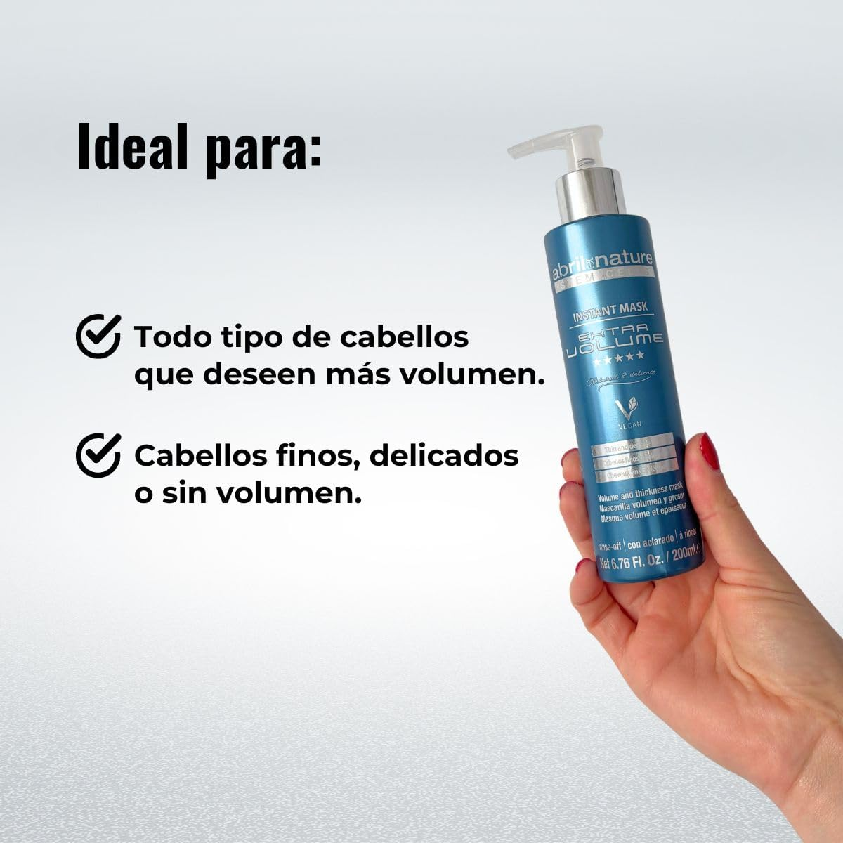 Abril Et Nature - Hair Volume Old Reset | Professional Hairdressing Mask for Fine Hair | 100% Vegan | Volume, Repair and Anti-Frizz 200 Ml image number 2