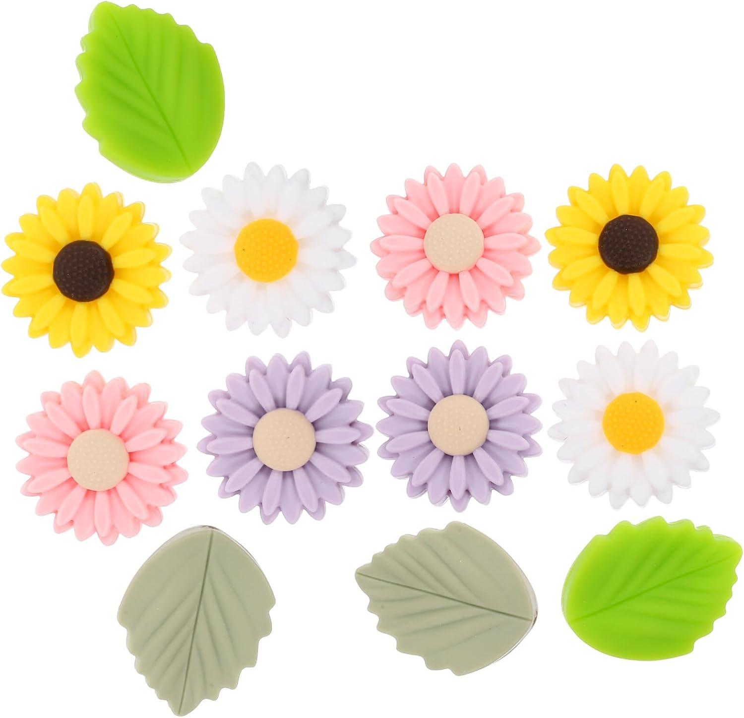 12Pcs Silicone Knitting Needle Point Protectors, Daisy Flower Leaf Tip Covers for Knitting, Crocheting, Diy Crafts, Assorted Colors image number 1
