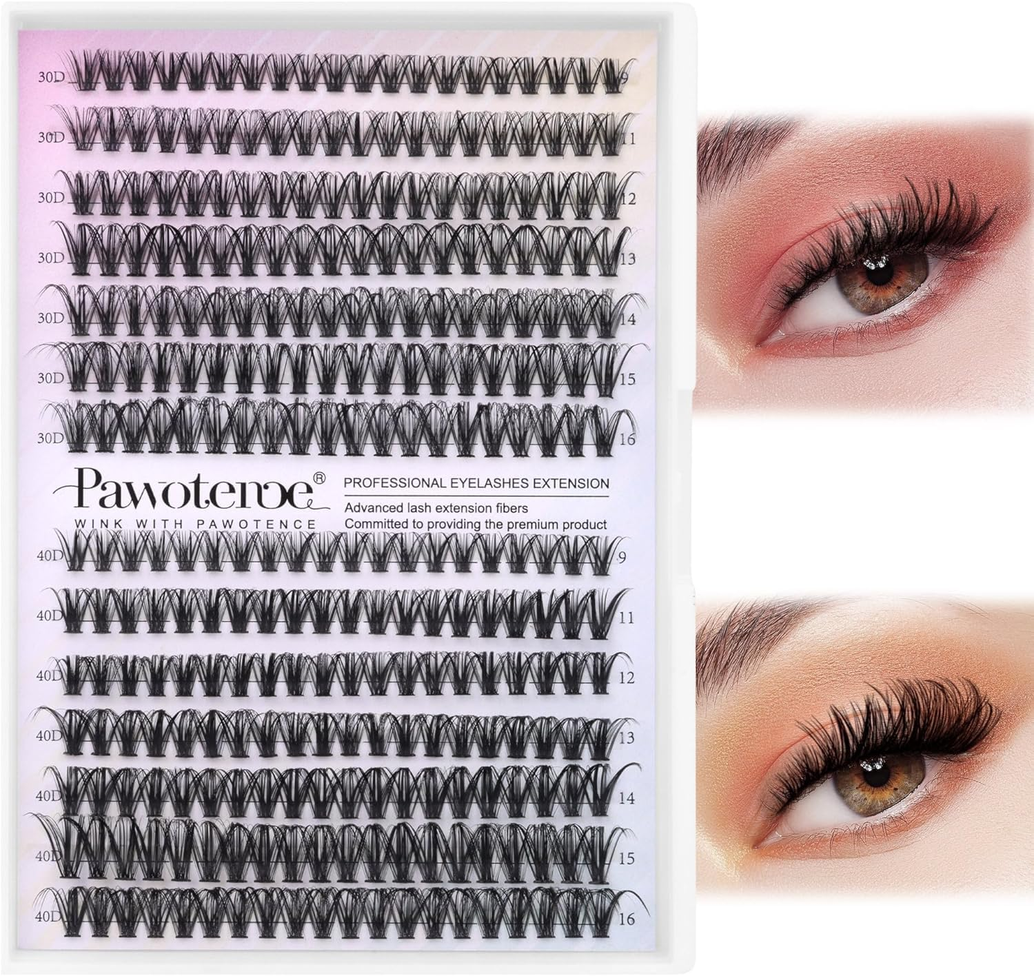 FIREYUN DIY Lash Extension Kit 280Pcs Individual Lashes Cluster D Curl Eyelash Extension Kit 30D 40D 9-16Mm Mix Lash Clusters with Lash Bond and Seal and Lash Applicator Tool for Self Application at Home (30D+40D-0.07D-9-16MIX KIT) image number 1