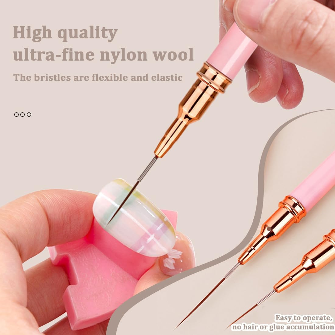 5 Pieces Nail Art Liner Brush Gel Nail Polish Painting Nail Point Drawing Tool for Long Lines Art Design Pen Set, Metal Handle Nail Art Design Brush for Women