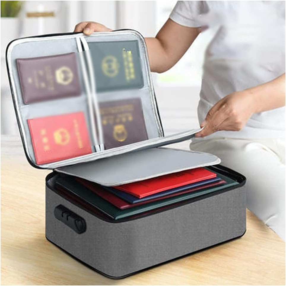 Document Package， Document Holder with Zipper, Organizer Box, File Storage, Pouch, Credential Bag(Grey)