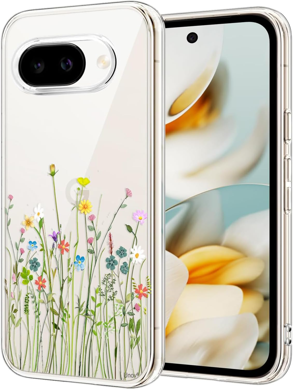 Unov Case Compatible with Pixel 9A Case Clear with Design Soft TPU Shock Absorption Slim Embossed Pattern Protective Back Cover (Mint Mandala)