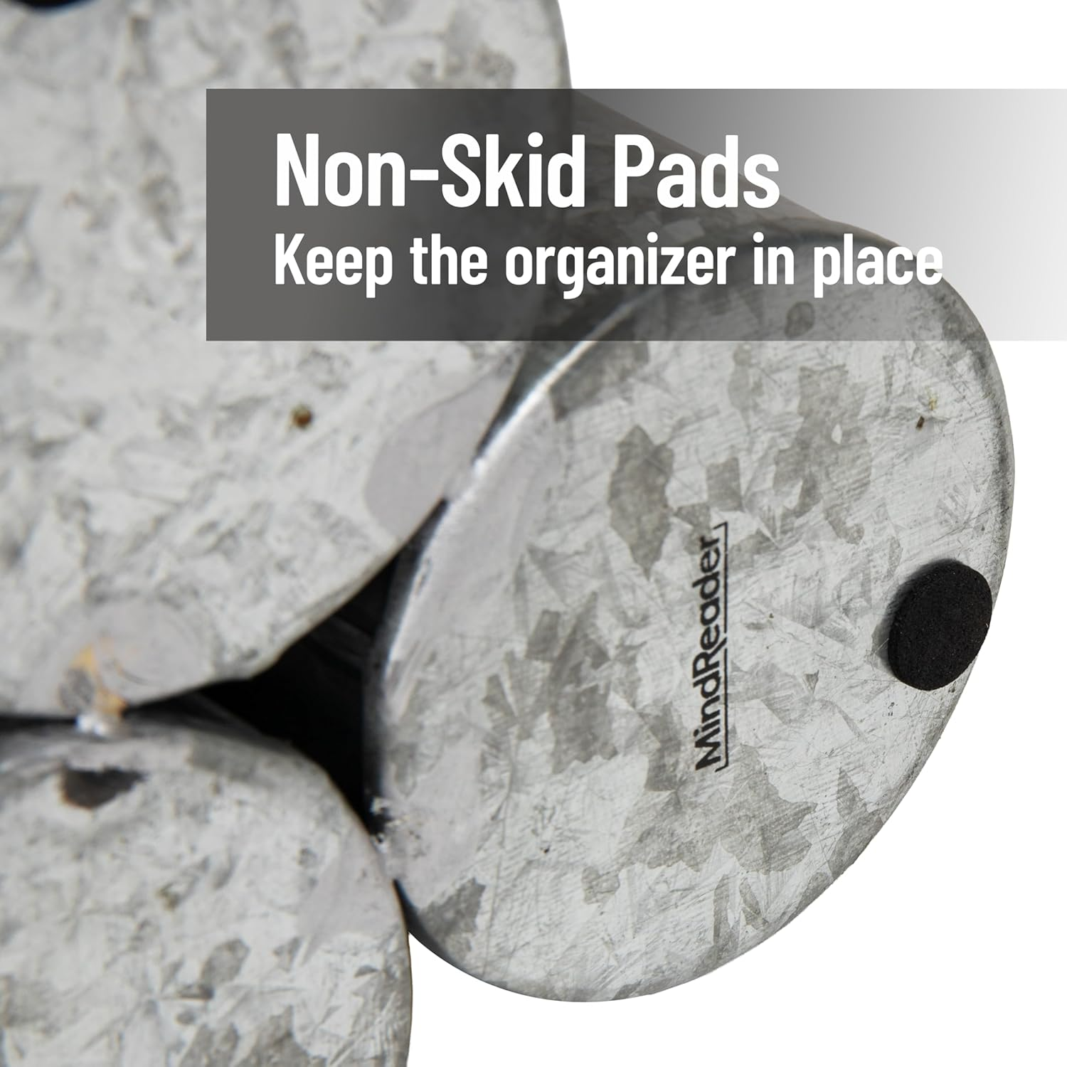 Mind Reader Utensil Holder, Silverware Organizer, Caddy, Cutlery Holder, Galvanized Metal, 7" L X 7" W X 10.25" H, Silver image number 1