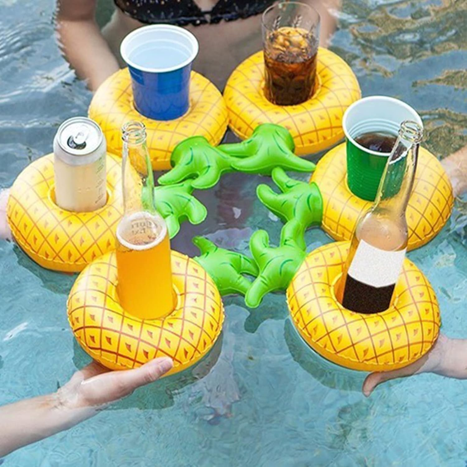 Inflatable Drink Holder 20 Pack Inflatable Pineapple Pool Float Drink Holders Pool Accessories for Swimming Pool image number 6