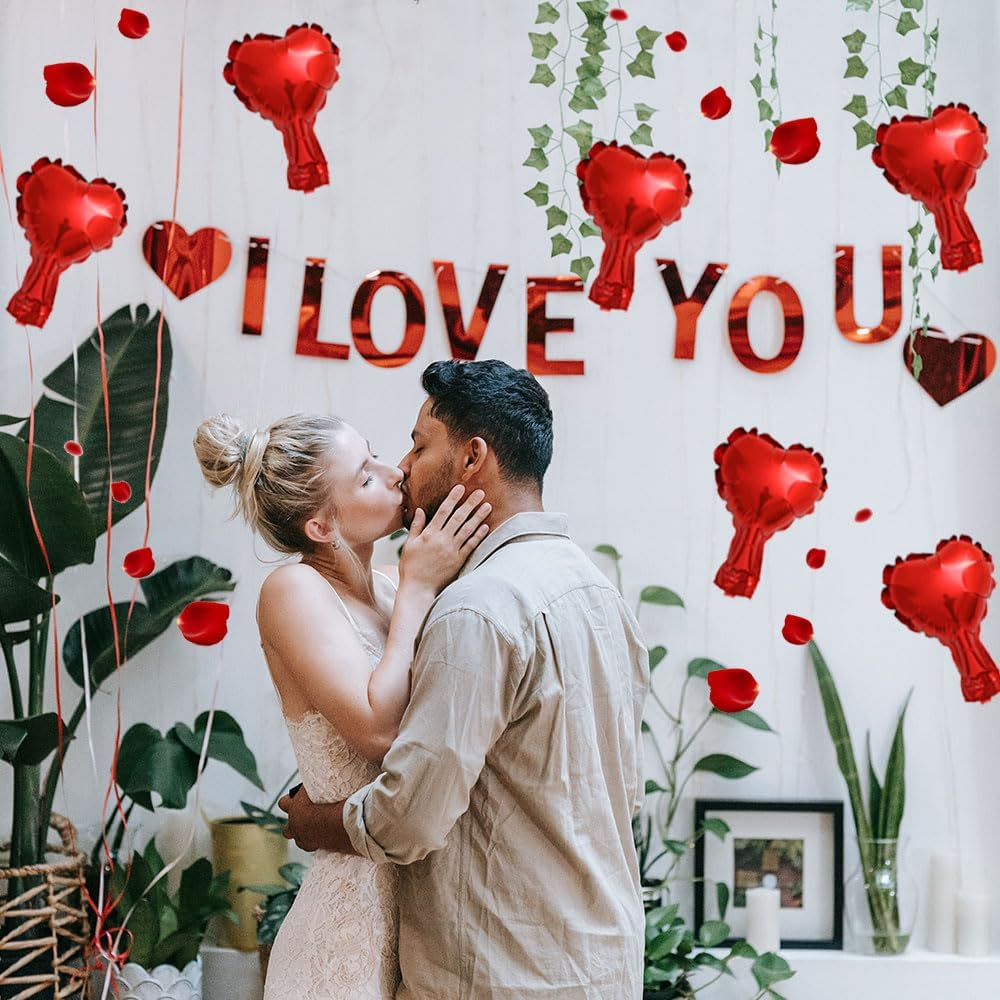 100Pcs Red Heart Foil Balloons, 5Inch Mini Red Heart Mylar Balloons for Wedding Birthday Valentine'S Day Proposal Party Decoration image number 4