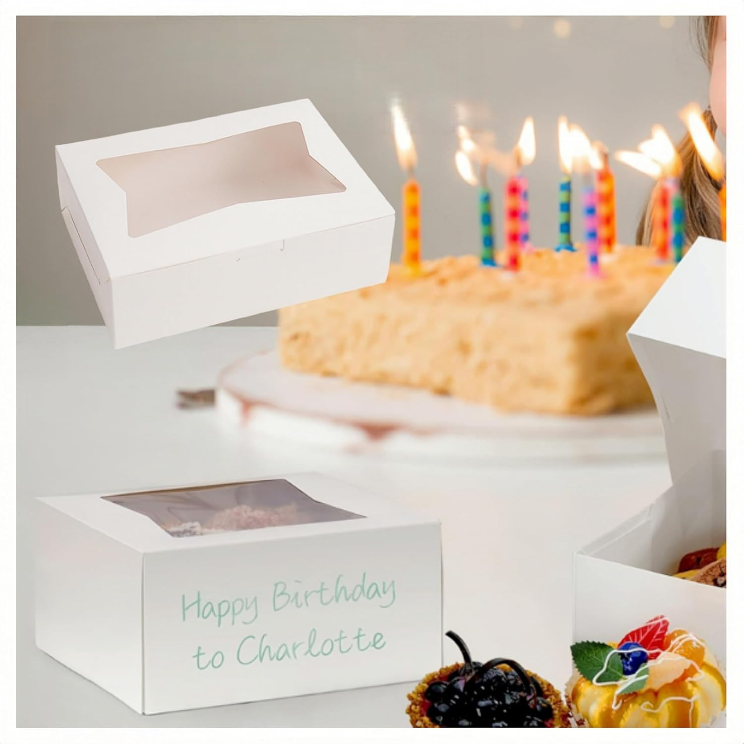 Cookie Boxes for Gift Giving, 40PCS Mini Kraft Paper Boxes, Soap Gift Box with Clear Windows,Small Bakery Box Present Treat DIY Essential Oil Candles for Candy,Chocolate,Wedding Party Favor(White)