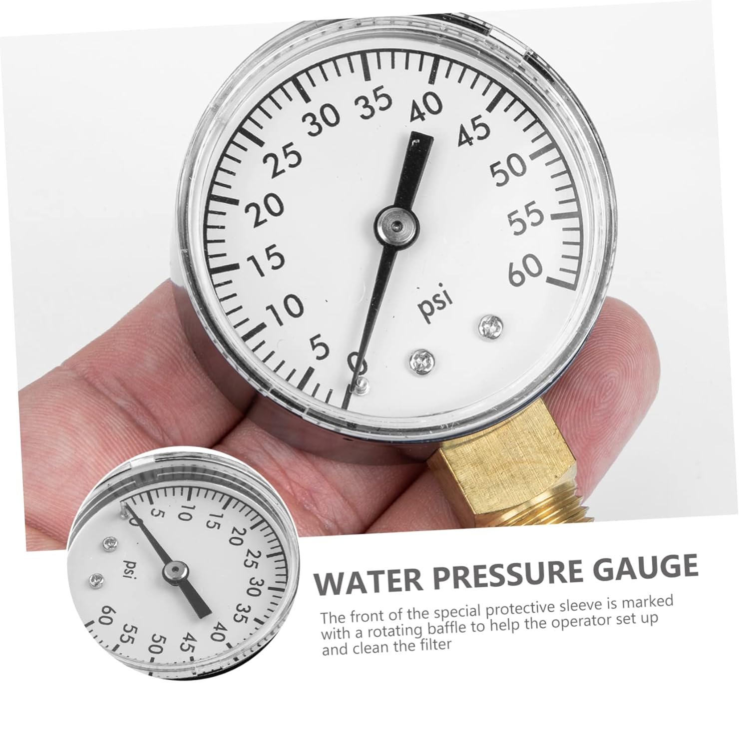 BESPORTBLE 50Mm Water Pressure Gauge 0-60Psi Pressure Gauge for Swimming Pool for Home and Park Use image number 4