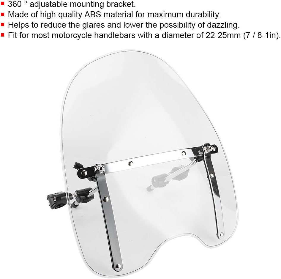 Universal Motorcycle Windshield Windscreen Mounting Handlebar ABS Maximum Durability (Transparent)