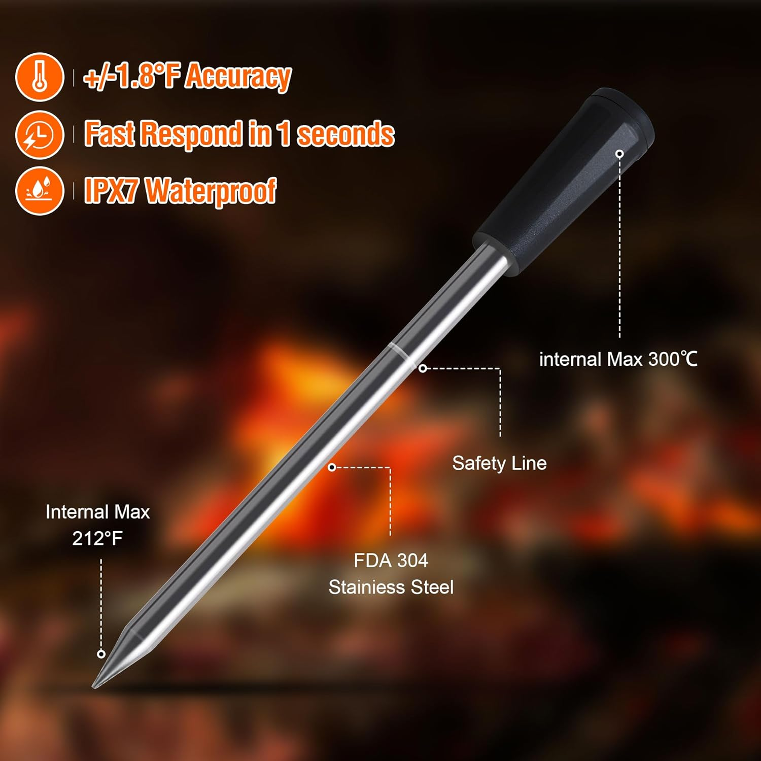 4-Probe Premium Wireless Smart Meat Thermometer | for BBQ, Oven, Grill, Kitchen, Smoker, Rotisserie | Ios & Android App | Apple Watch, Alexa Compatible | Dishwasher Safe - 1 Teak image number 6