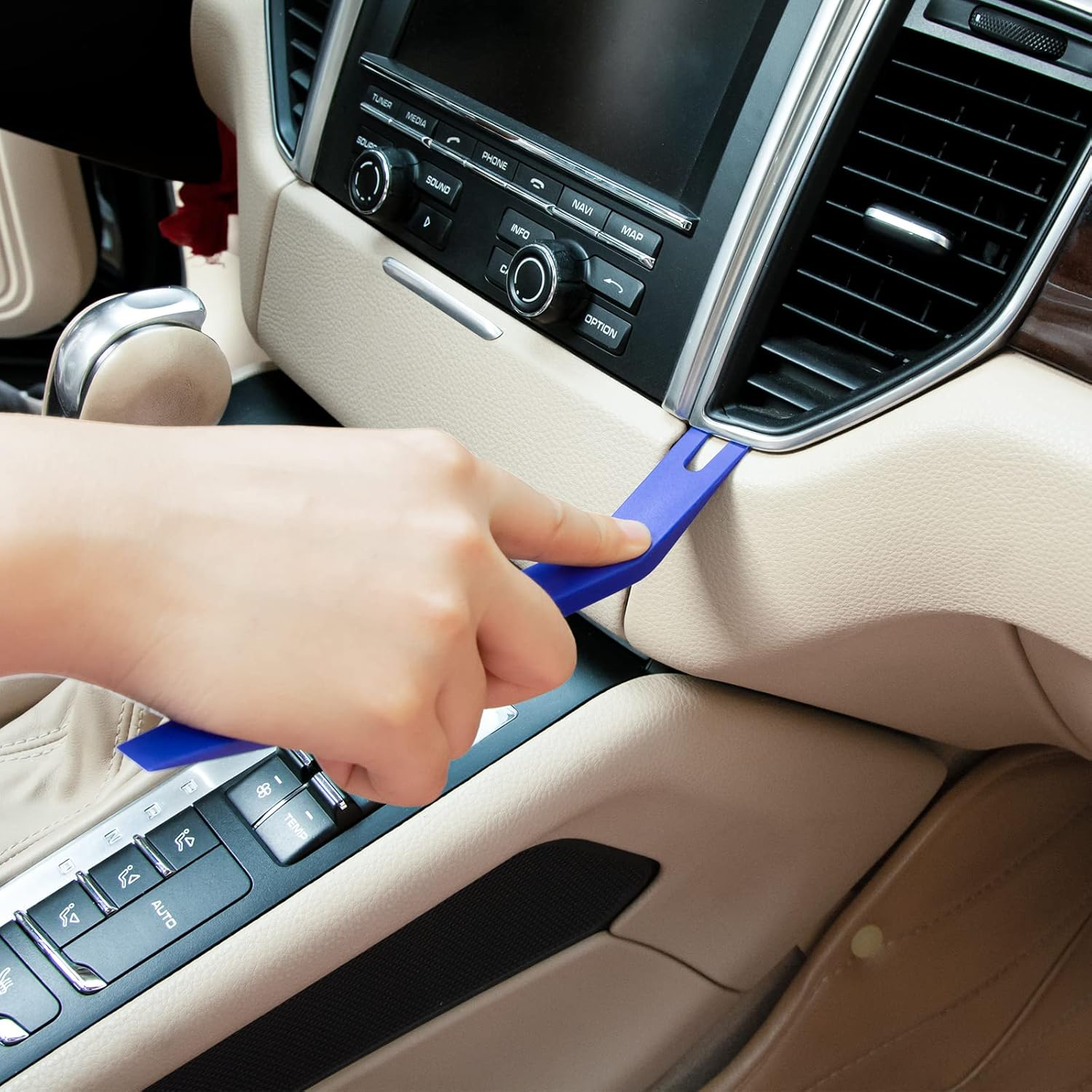 XBRN Auto Trim Removal Tool Kit,13 Pcs Car Panel Door Window Tools Kit,Auto Clip Fastener Remover Pry Tool Set Blue image number 4