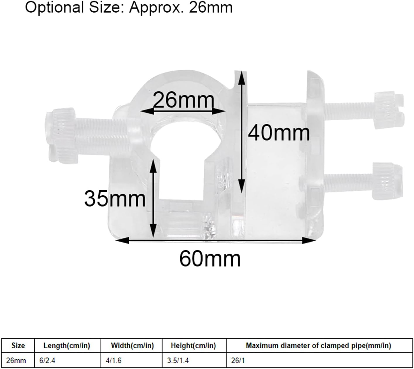 Transparent Fish Tank Tube Clamp Holder Aquarium Water Pipe Hose Holder Water Pipe Fixation Clamp for Fish Tank (Single Hole 26Mm)